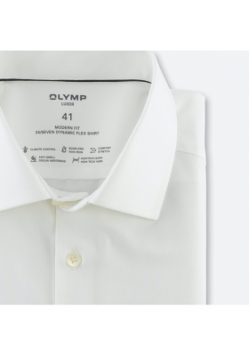 OLYMP Luxor 24/Seven 1230, Bézs Hosszú Ujjú Ing, Modern Fit, Global Kent