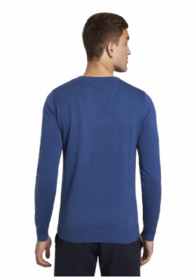 TOM TAILOR Basic O-Neck 2819, Kék Kötött Pulóver