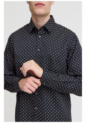 CASUAL FRIDAY Anton 5348, Sötétkék Mintás Hosszú Ujjú Ing