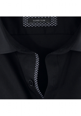 OLYMP No.Six 24/Seven 2540, Fekete Hosszú Ujjú Ing, Super slim, Urban Kent