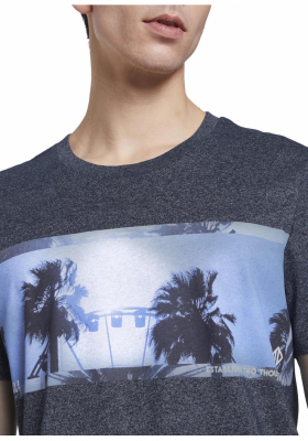 TOM TAILOR DENIM Structured Fotoprint 7765, Kék Rövid Ujjú Póló