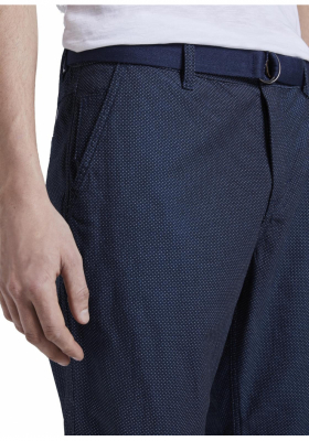 TOM TAILOR Yarndye Tailored 6340, Sötétkék Chino Rövidnadrág