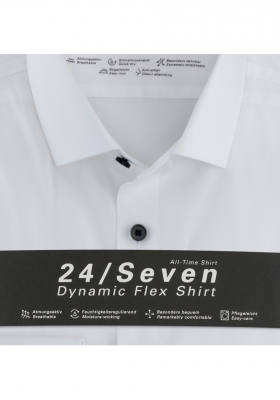 OLYMP Level Five 24/Seven 2066, Fehér Hosszú Ujjú Ing, Body fit, Modern Kent