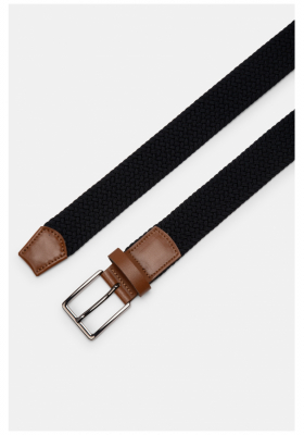 BUGATTI 0198, Sötétkék Szövött Öv Bőrrel