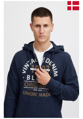 Pulóverek Zippes-kapucnis   BLEND 5775, Kék Cipzáros Kapucnis Pulóver BLEND 5775, Kék Cipzáros Kapucnis Pulóver