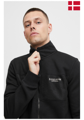 BLEND 6041, Fekete Cipzáros Pulóver