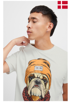 BLEND 6192, Fehér, Nyomtatott Kutyás Rövid Ujjú Póló