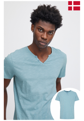 BLEND 7013, Világoskék Rövid Ujjú Póló Gombos NOOS