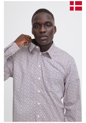 Ingek és nyakkendők - Hosszú ujjú BLEND 7213, Mintás Fehér Hosszú Ujjú Ing BLEND 7213, Mintás Fehér Hosszú Ujjú Ing