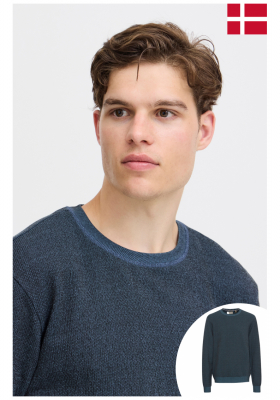 BLEND 7371, Kék Környakú Pulóver