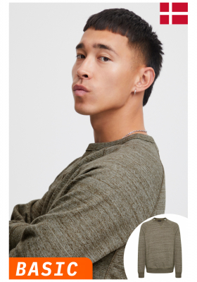 BLEND Alton 6979, Zöld Környakú Pulóver,