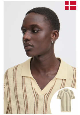 BLEND Amos 8365, Bézs Kötött Rövid Ujjú Pulóver