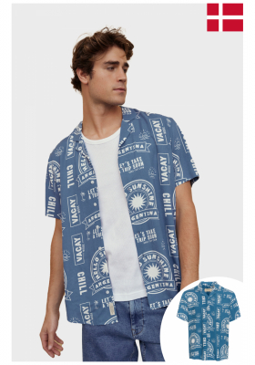 BLEND Arul 8228, Kék Rövid Ujjú Ing