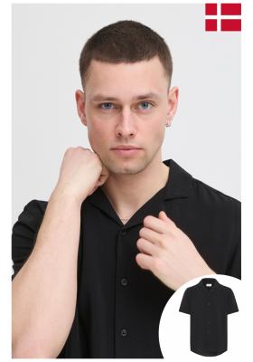 BLEND Auran 8222, Fekete Rövid Ujjú Ing