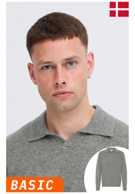 BLEND Branko 0276, Szürke Kötött Pulóver