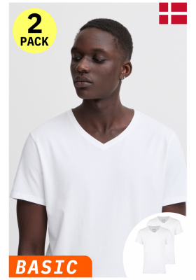 BLEND Dinton 2-Pack 1996, Fehér Rövid Ujjú Póló V-nyakú