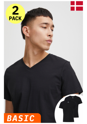 BLEND Dinton 2-Pack 1996, Fekete Rövid Ujjú Póló V-nyakú