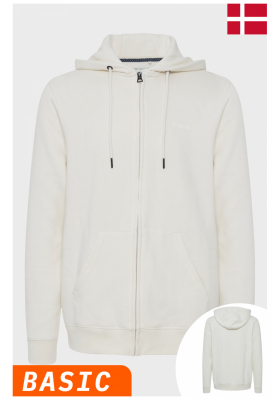 BLEND Downton 4494 Zippes-Kapucnis Pulóver, Fehér, NOOS