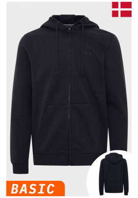 BLEND Downton 4494 Zippes-Kapucnis Pulóver, Fekete, NOOS