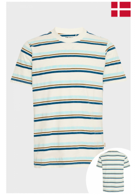 BLEND Jamas 8295, Csíkos Rövid Ujjú Póló Iced Blue