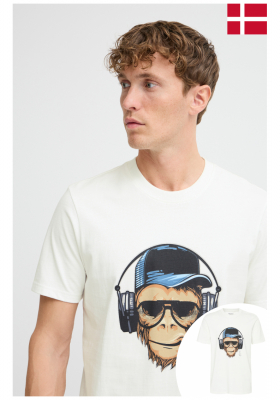 BLEND Javor 8179, Fehér Rövid Ujjú Póló Monkey