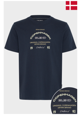 BLEND Korneli 0351, Sötétkék Rövid Ujjú Póló