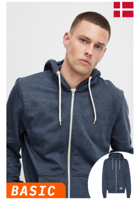 BLEND Noah 1628, Zippes-Kapucnis Pulóver, Világoskék