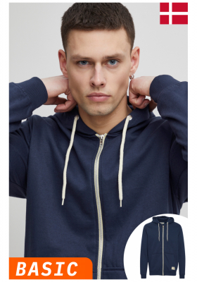 BLEND Noah 1628, Zippes-Kapucnis Pulóver, Kék