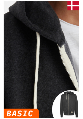 BLEND Noah 1628, Zippes-Kapucnis Pulóver, Szürke