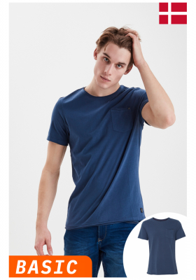 BLEND Noel 9766, Farmerkék Rövid Ujjú Póló