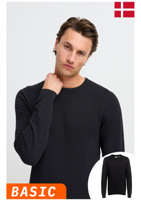 BLEND Redhill 7257, Fekete Kötött Pulóver NOOS