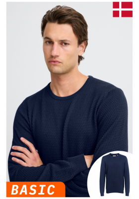 BLEND Redhill 7257, Kék Kötött Pulóver