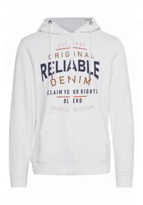 BLEND Reliable 4158, Zippes-Kapucnis Pulóver, Fehér