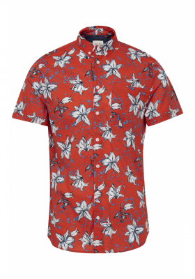 BLEND Seasonal 1640, Piros Rövid Ujjú Ing, Slim fit