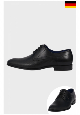 BUGATTI 311-66606, Fekete Bőr Alkalmi Cipő