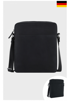 BUGATTI Luca 3801, Fekete Bőr Válltáska Medium