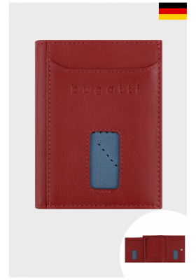 BUGATTI Secure Slim 8016, Piros Bőr Pénztrárca
