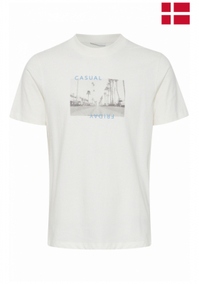 CASUAL FRIDAY Thor 4722, Fehér Nyomtatott Rövid Ujjú Póló