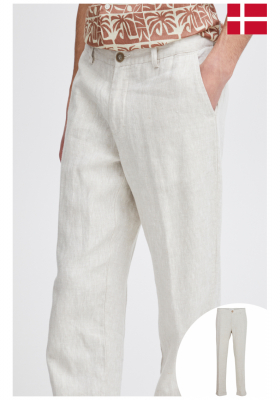 CASUAL FRIDAY Pandrup 5148, Törtfehér Len nadrág 