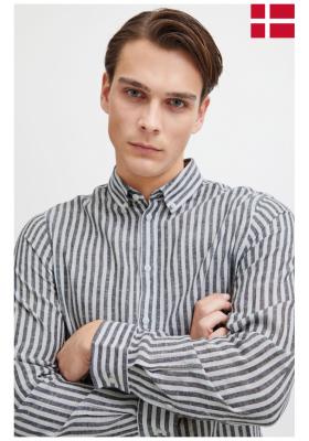 Ingek és nyakkendők - Hosszú ujjú CASUAL FRIDAY Anton 4974, Sötétkék Csíkos Hosszú Ujjú Ing CASUAL FRIDAY Anton 4974, Sötétkék Csíkos Hosszú Ujjú Ing