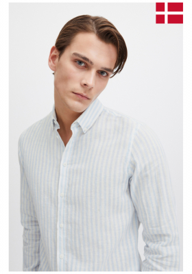 Ingek és nyakkendők - Hosszú ujjú CASUAL FRIDAY Anton 4974, Világoskék Csíkos Hosszú Ujjú Ing CASUAL FRIDAY Anton 4974, Világoskék Csíkos Hosszú Ujjú Ing