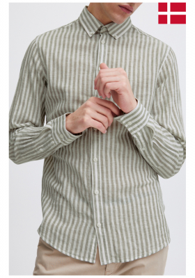 Ingek és nyakkendők - Hosszú ujjú CASUAL FRIDAY Anton 4974, Zöld Csíkos Hosszú Ujjú Ing CASUAL FRIDAY Anton 4974, Zöld Csíkos Hosszú Ujjú Ing