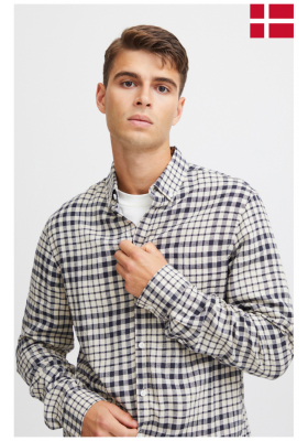 Ingek és nyakkendők - Hosszú ujjú CASUAL FRIDAY Anton 4977, Kék Kockás Hosszú Ujjú Ing CASUAL FRIDAY Anton 4977, Kék Kockás Hosszú Ujjú Ing