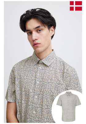 CASUAL FRIDAY Anton 5069, Zöld Mintás Rövid Ujjú Ing