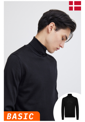 CASUAL FRIDAY Konrad Merino 1483, Fekete Kötött Garbo Pulóver, NOOS