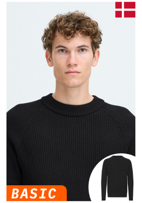 CASUAL FRIDAY Kristan 4998, Fekete Kötött Pulóver