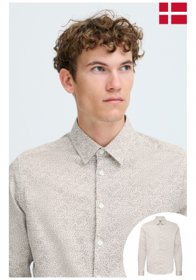 CASUAL FRIDAY Nilo 5589, Bézs Aprómintás Hosszú Ujjú Ing