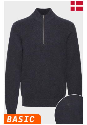 CASUAL FRIDAY Paco 6387, Fekete Kötött Cipzáros Pulóver