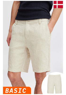 CASUAL FRIDAY Pandrup 5166, Krémszínű Lenvászon Rövidnadrág