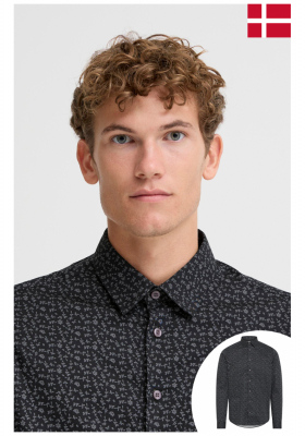 CASUAL FRIDAY Tauson,6058 Fekete, Mintás Hosszú Ujjú Ing 